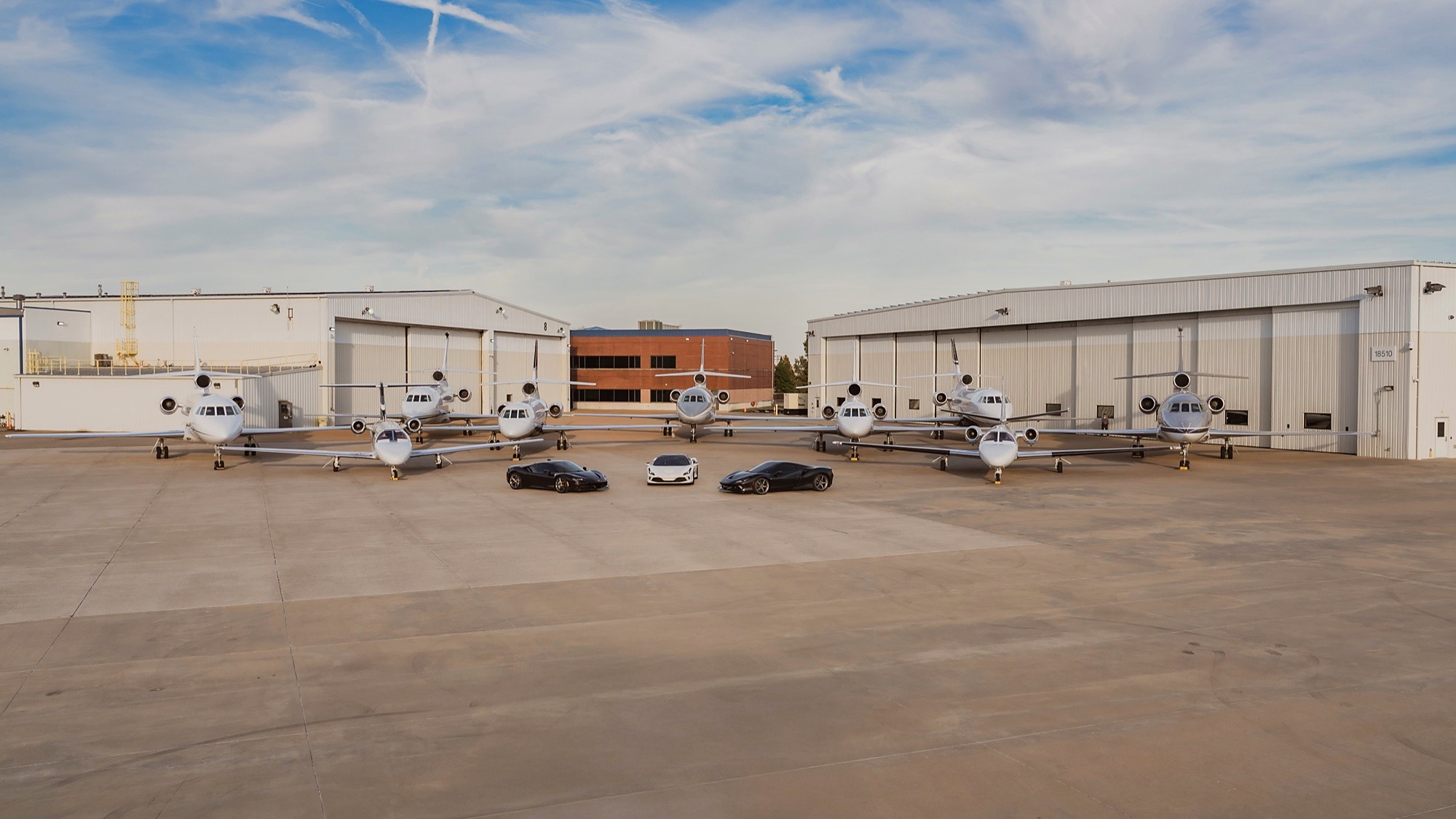 The Strategic fleet and luxury ground transport on the ramp at Spirit of St. Louis Airport